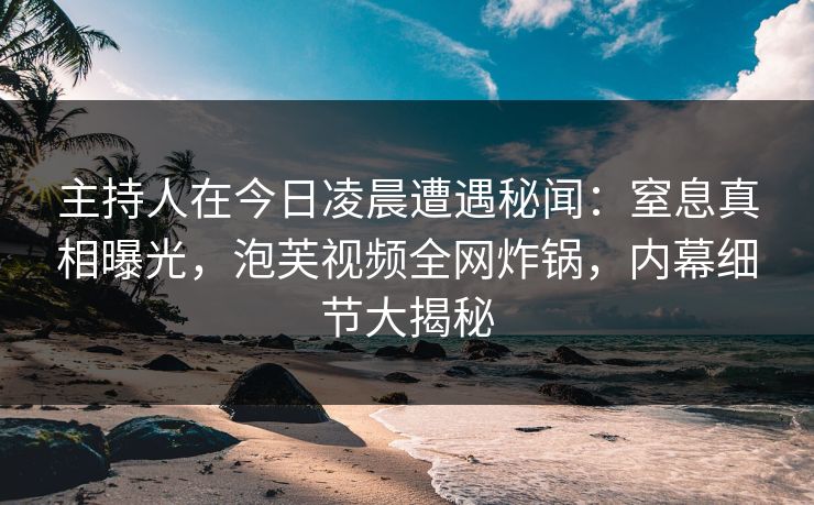 主持人在今日凌晨遭遇秘闻：窒息真相曝光，泡芙视频全网炸锅，内幕细节大揭秘
