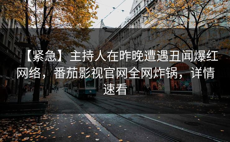 【紧急】主持人在昨晚遭遇丑闻爆红网络，番茄影视官网全网炸锅，详情速看