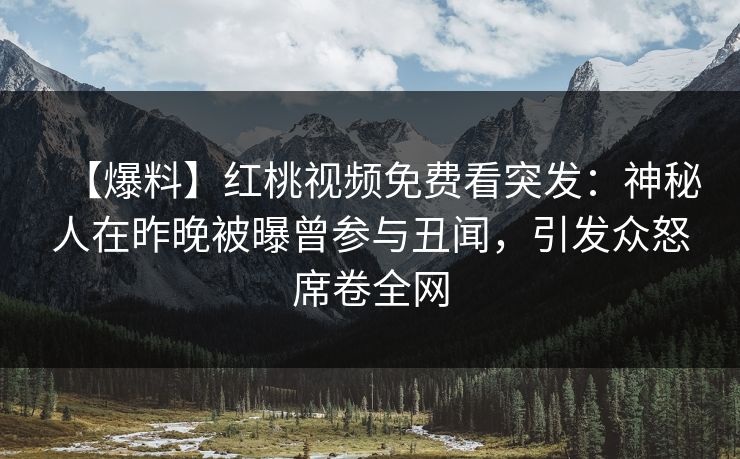【爆料】红桃视频免费看突发：神秘人在昨晚被曝曾参与丑闻，引发众怒席卷全网