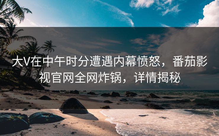 大V在中午时分遭遇内幕愤怒，番茄影视官网全网炸锅，详情揭秘