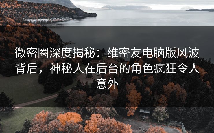 微密圈深度揭秘:维密友电脑版风波背后,神秘人在后台的角色疯狂令人意外 微密圈深度揭秘:维密友电脑版风波背后,神秘人在后台的角色疯狂令人意外