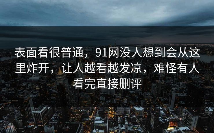 表面看很普通，91网没人想到会从这里炸开，让人越看越发凉，难怪有人看完直接删评